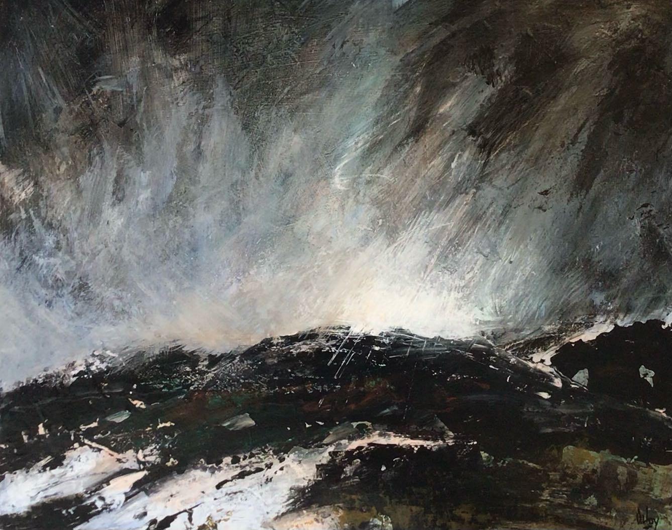David Hayes Landscape Painting – Hillwalk, wechselndes Wetter