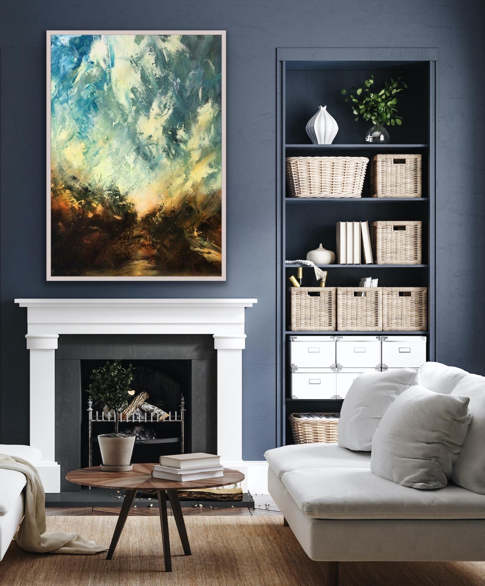 Sky, River, Abstract Contemporary Landscape Painting, Seascape Art, Skyscape Art For Sale 4