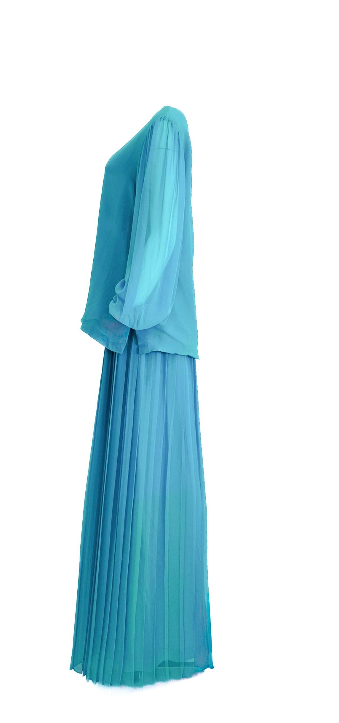 Conjunto de top y pantalón plisado turquesa David Hayes Azul en venta