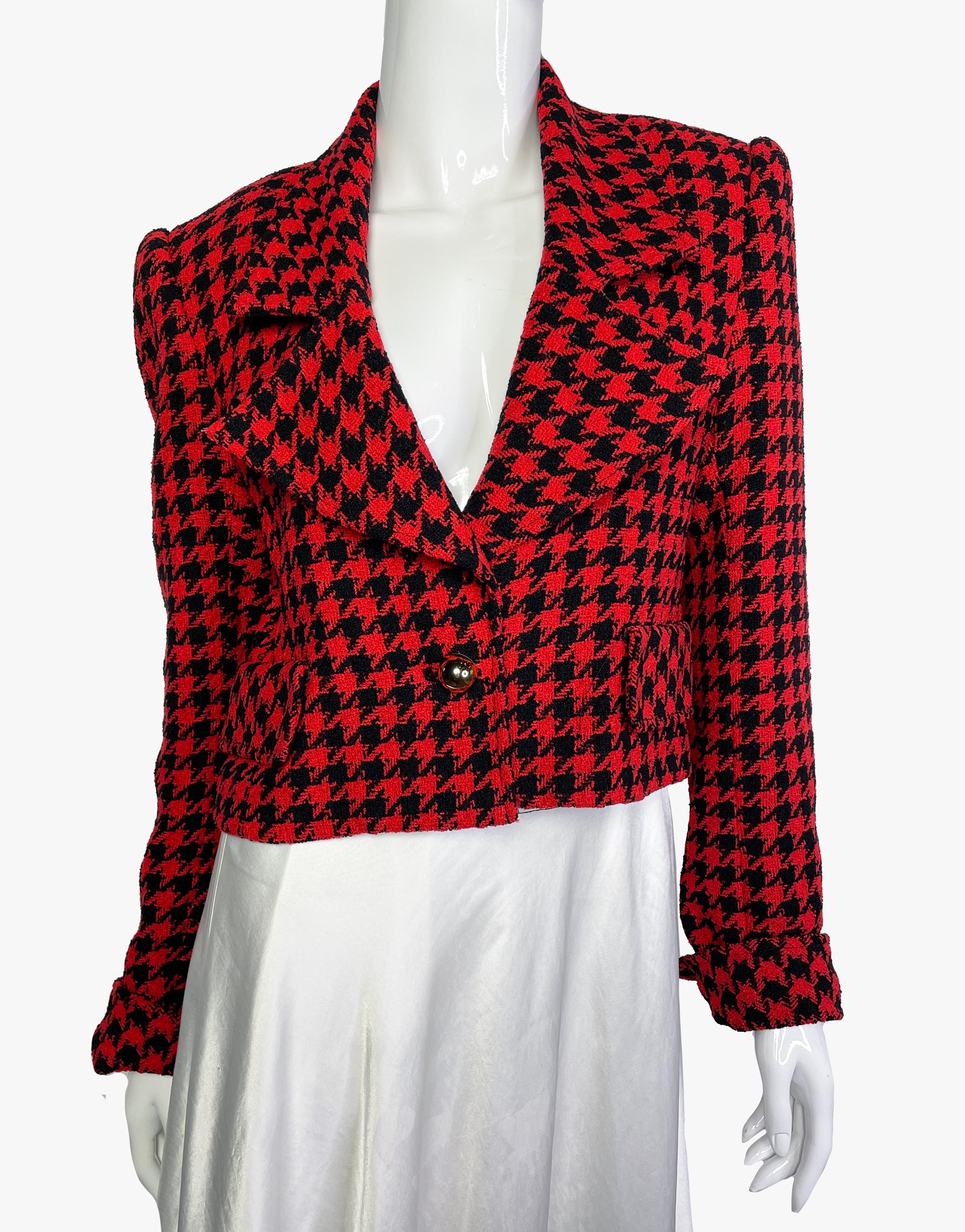 Gray David Hayes vintage houndstooth wool jacket, 1980s For Sale