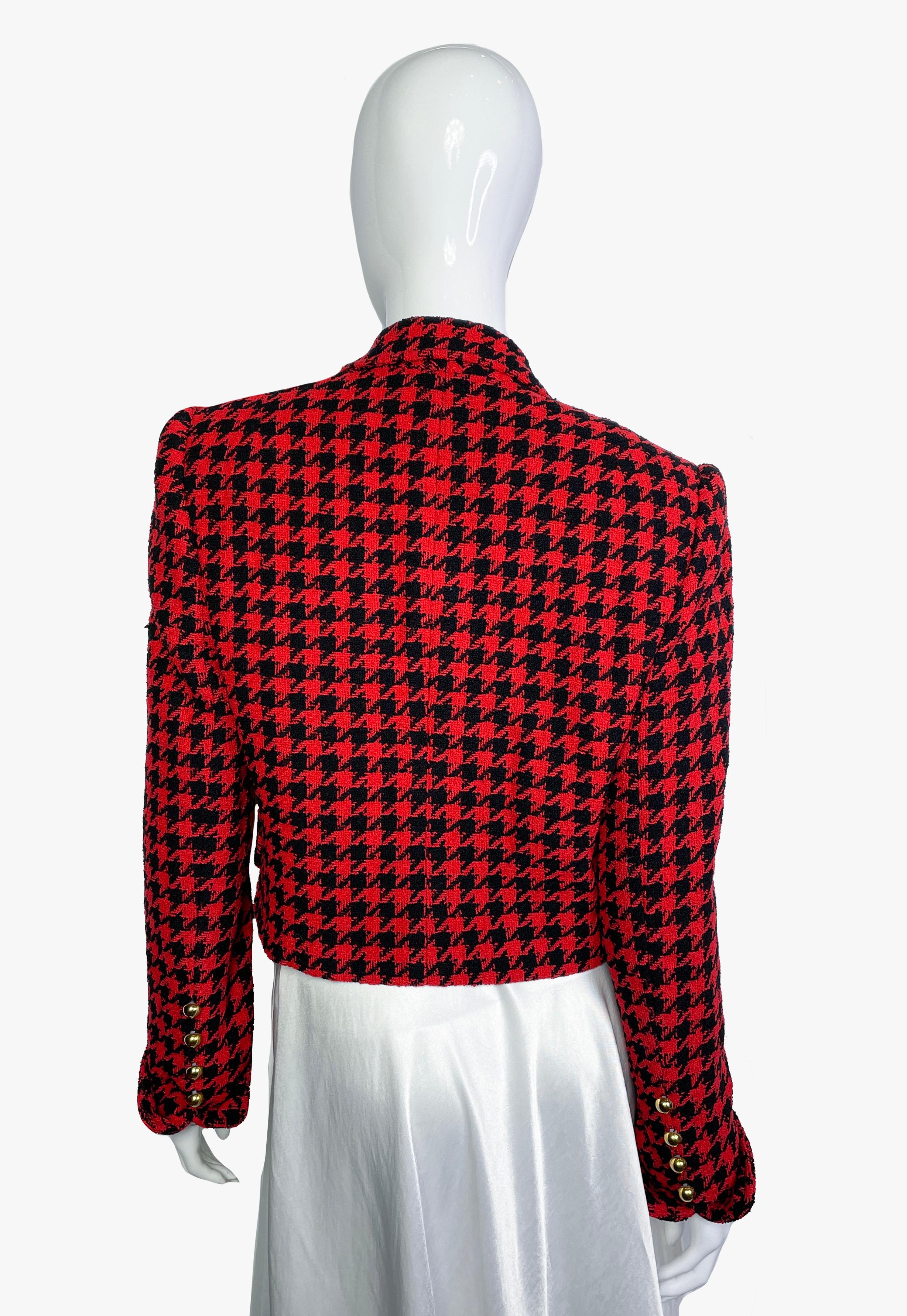 David Hayes vintage houndstooth wool jacket, 1980s In Good Condition For Sale In New York, NY
