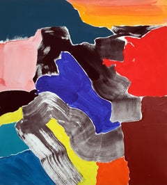 #31 Scuola di Parigi, pittura ad olio astratta contemporanea e moderna su tela stirata