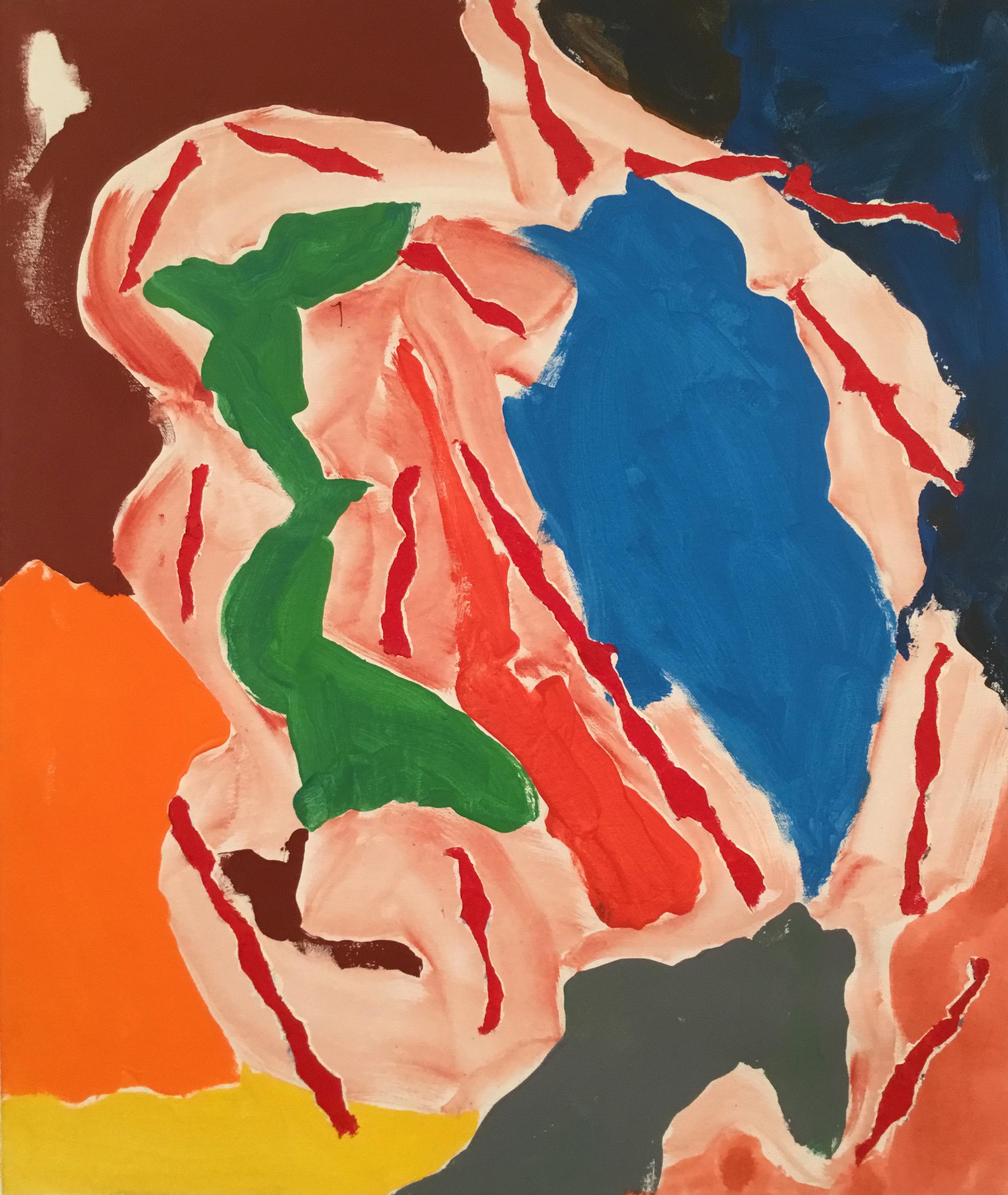 #6 School of Paris, pittura ad olio astratta moderna e contemporanea su tela stirata - Mixed Media Art di David Headley