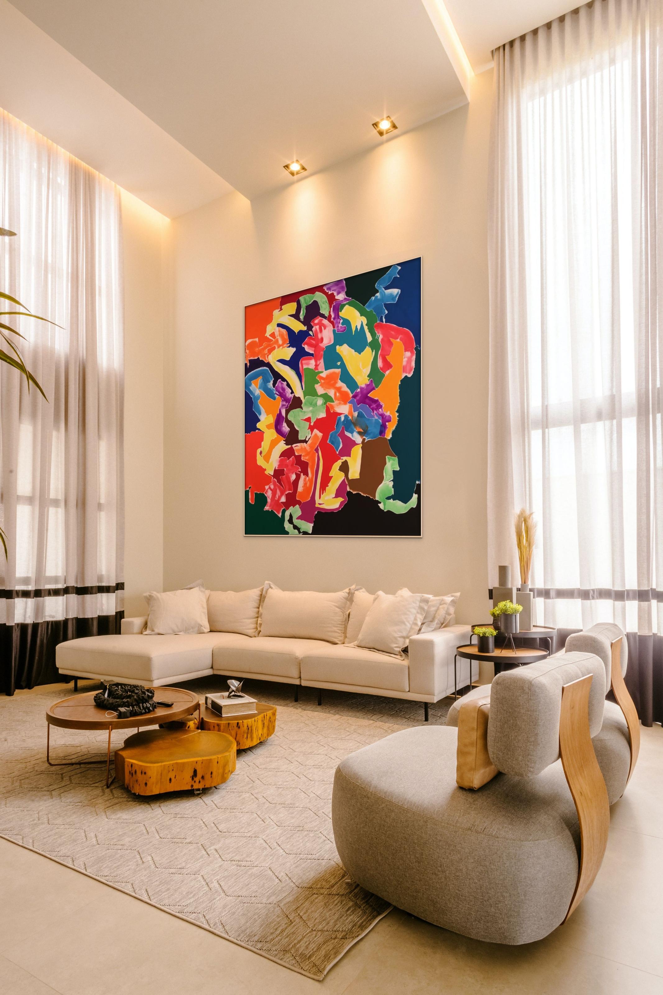 School Of Paris - Large Scale Contemporary Modern Abstract Oil Painting  - Orange Abstract Painting by David Headley