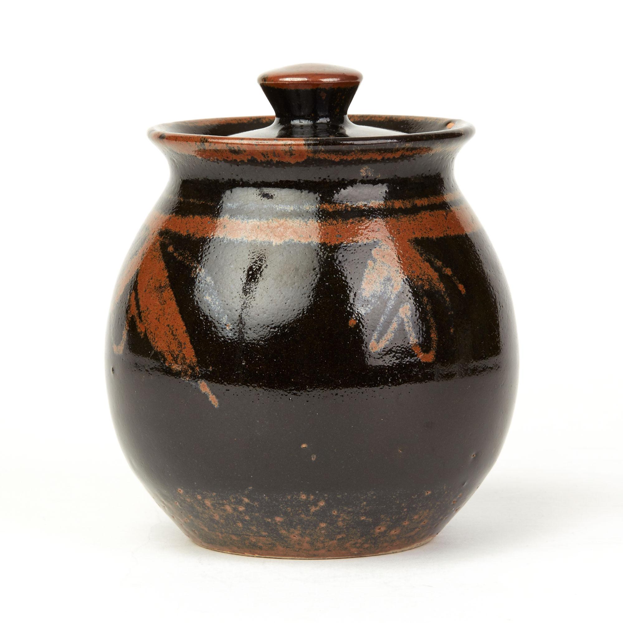 20th Century David Heminsley 'Scottish, 1927-2007' Studio Pottery Lidded Conserve Jar For Sale