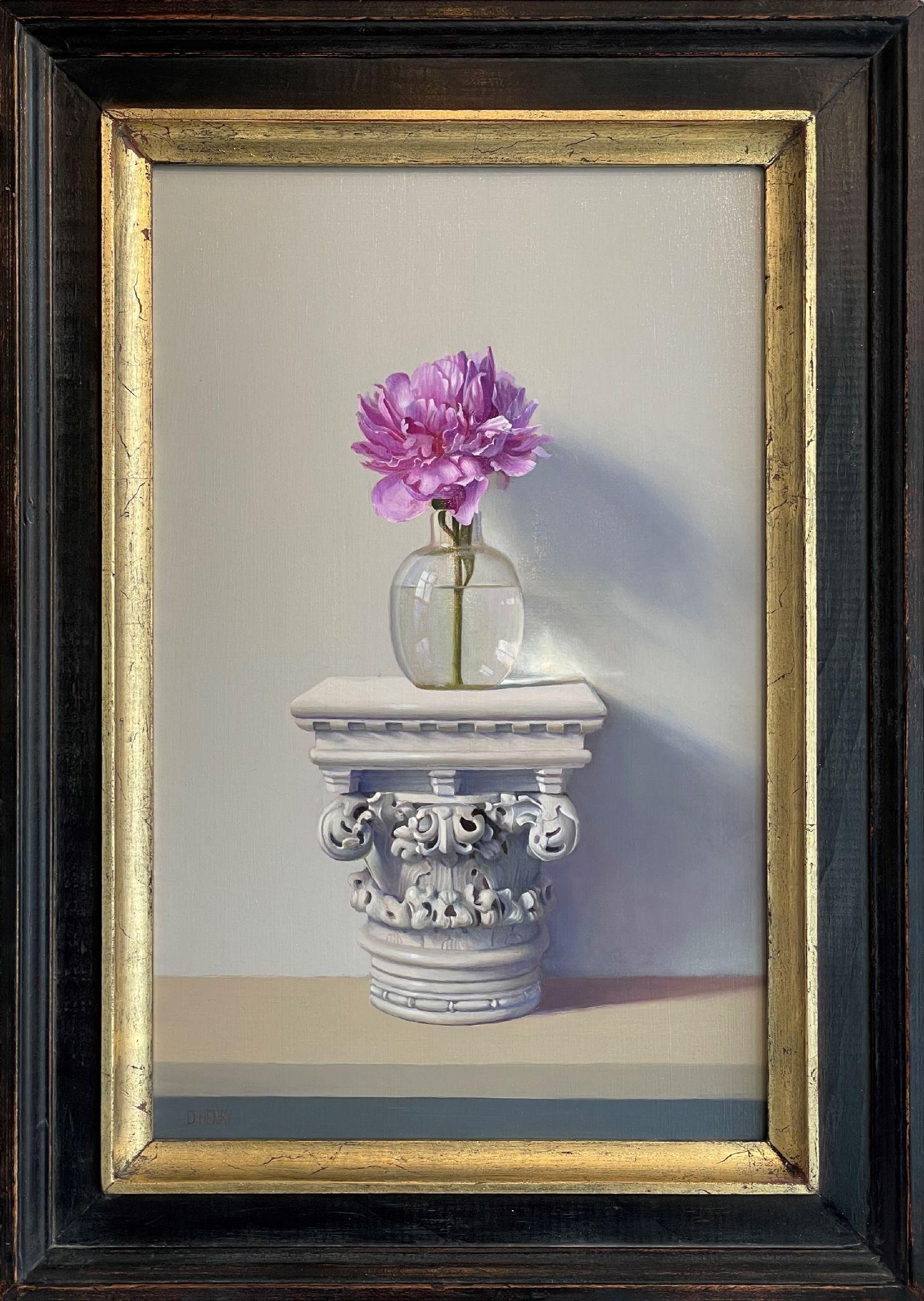 Peonía sobre pedestal - Painting de David Henry