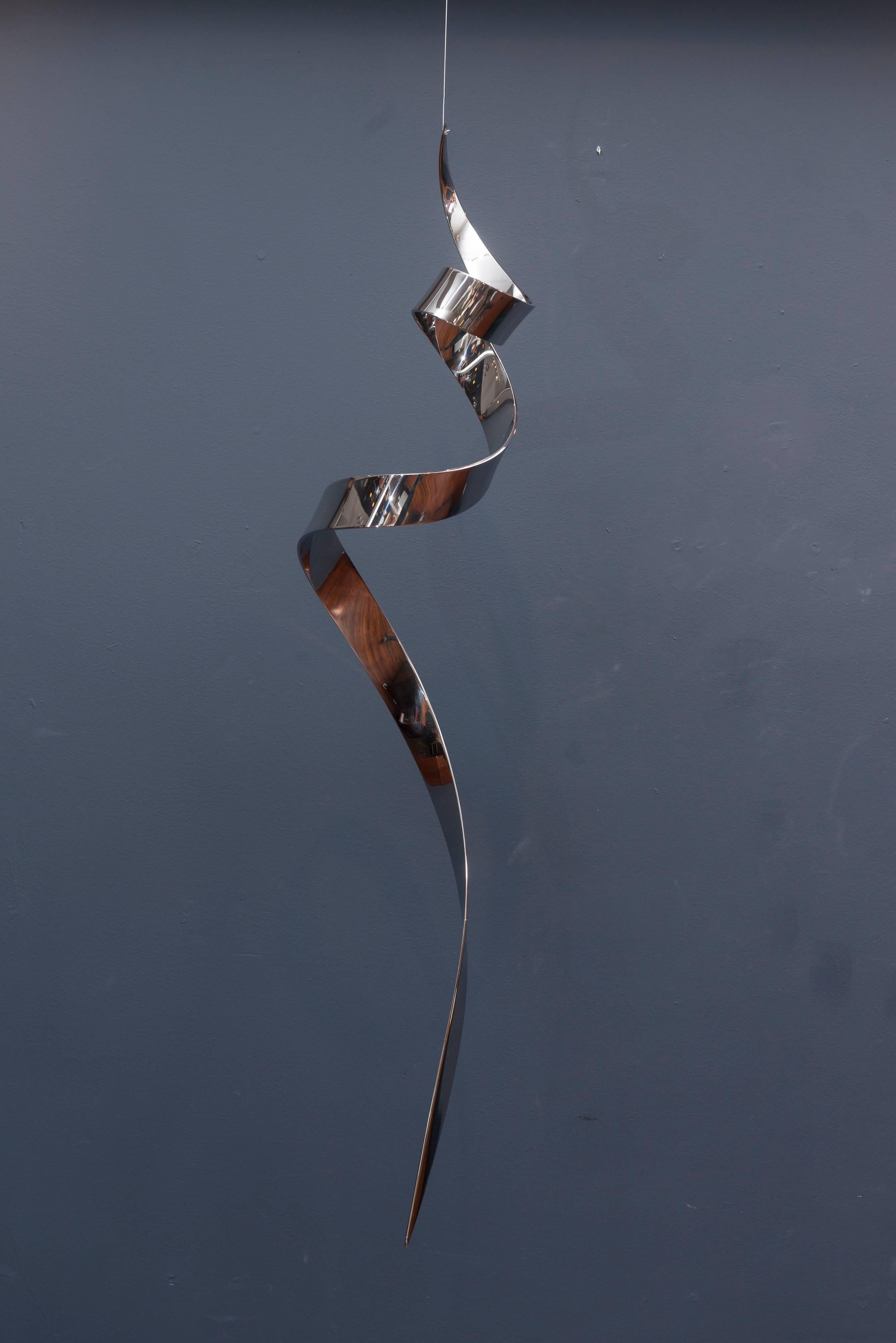 Contemporary hanging chrome sculpture 