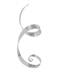 Elijah David Herschler Chrome Steel Modernist Free Form Kinetic Ribbon Sculpture