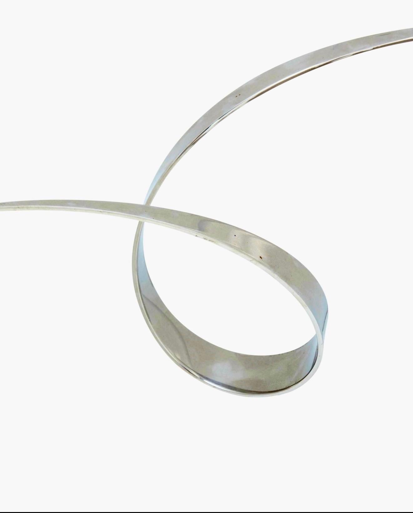 Elijah David Herschler Chrome Steel Modernist Free Form Kinetic Ribbon Sculpture 1