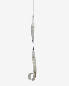 Elijah David Herschler Chrome Steel Modernist Free Form Kinetic Ribbon Sculpture