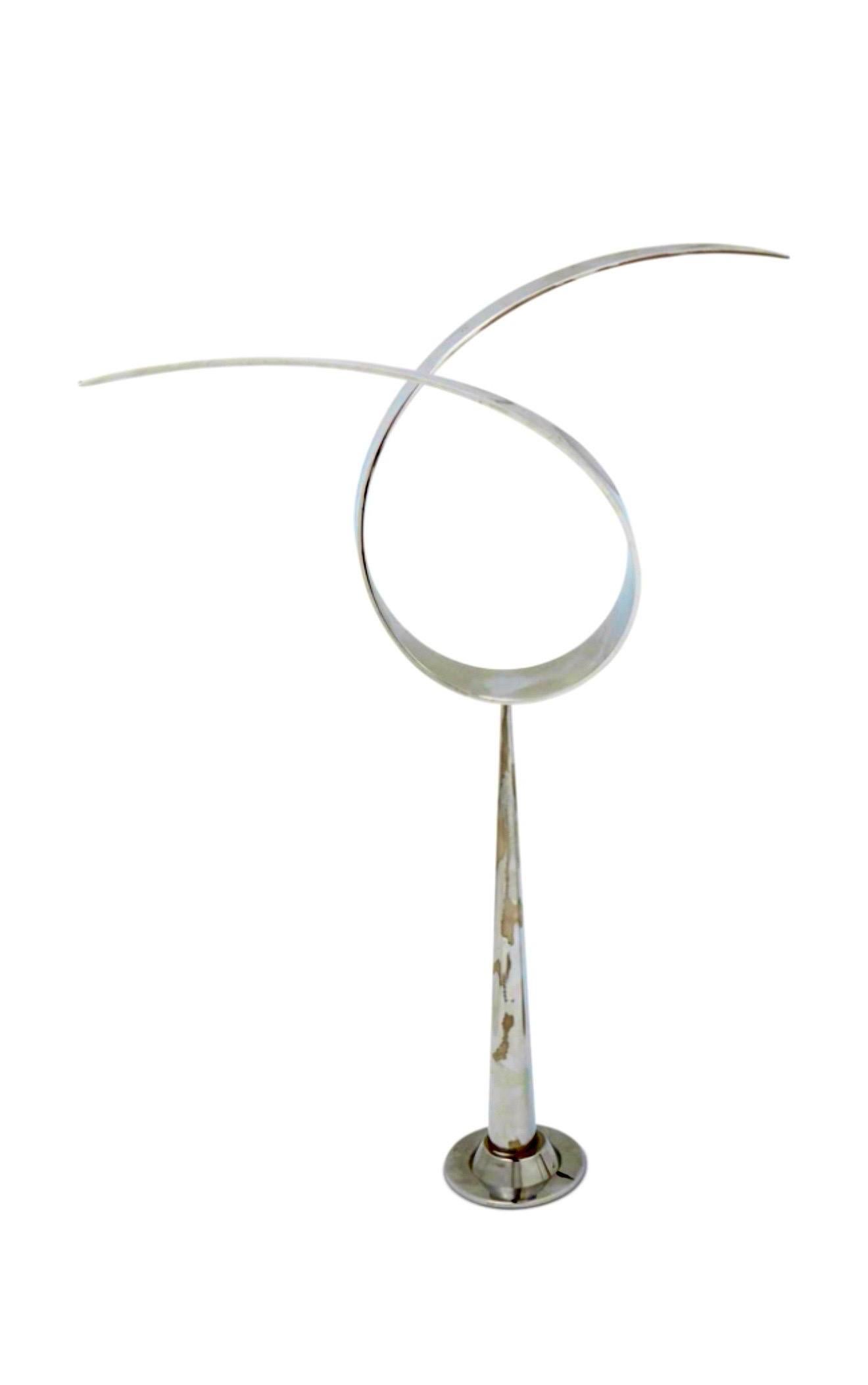 Elijah David Herschler Chromstahl Modernist Free Form Kinetic Ribbon Sculpture