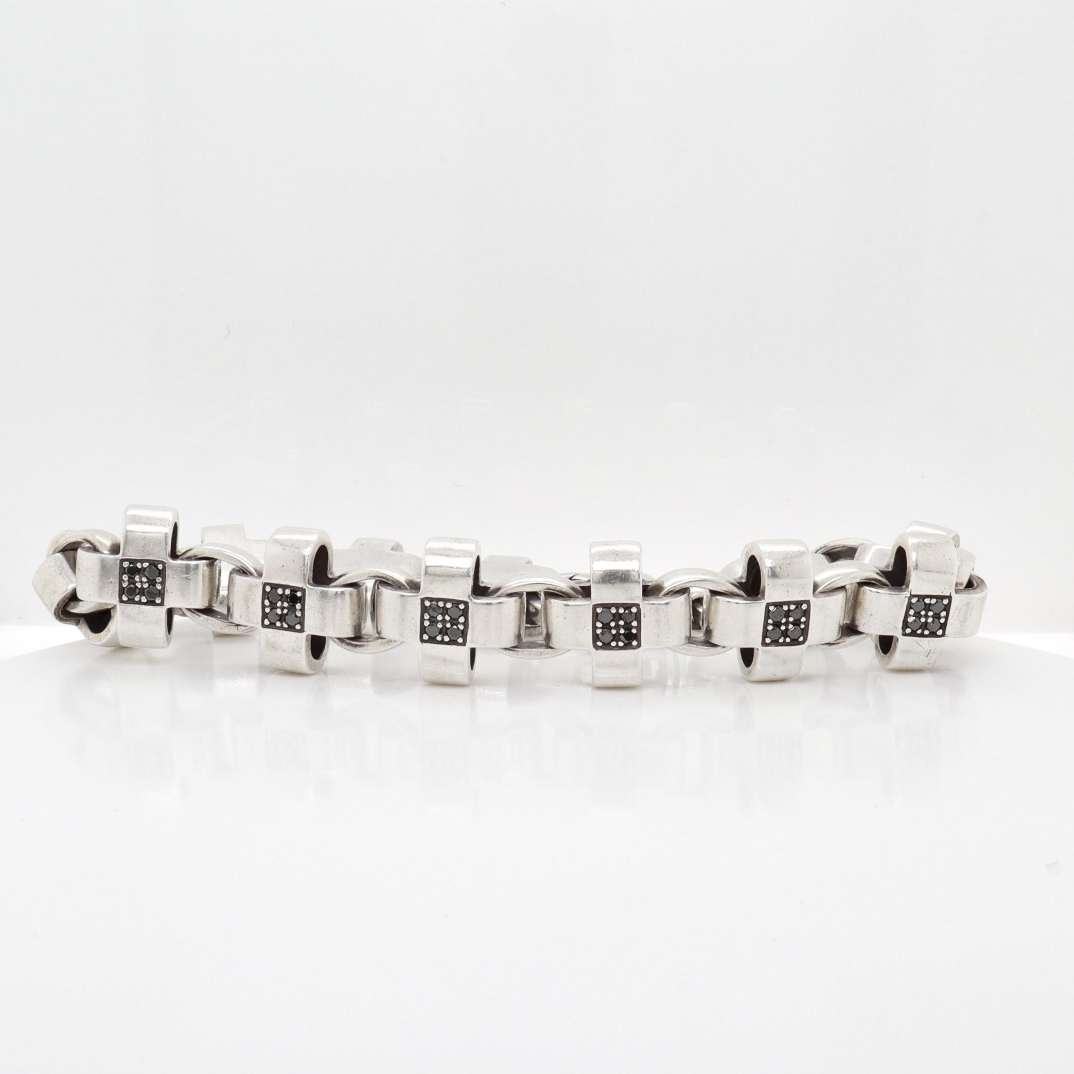 A Link en argent sterling et diamants noirs, en forme de X ou de croix David Heston en vente 4