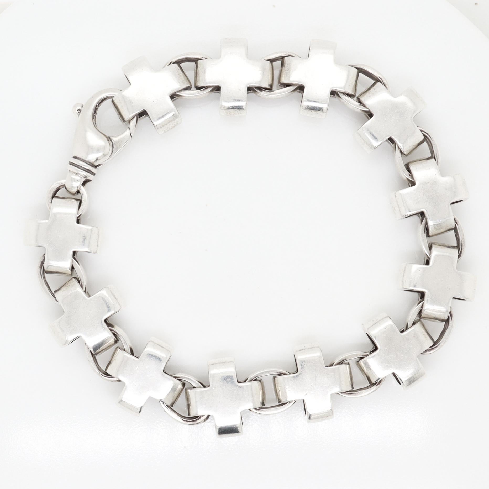 A Link en argent sterling et diamants noirs, en forme de X ou de croix David Heston en vente 8