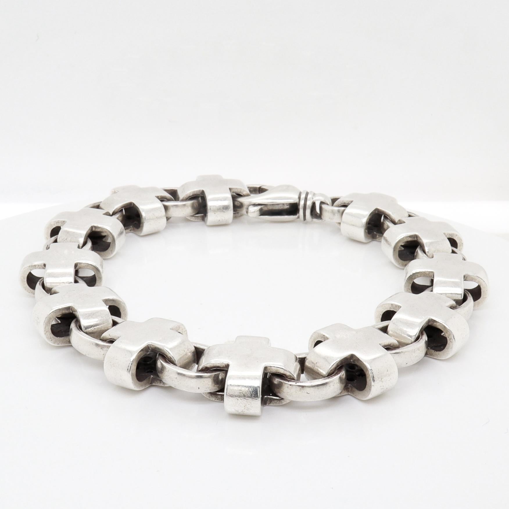 A Link en argent sterling et diamants noirs, en forme de X ou de croix David Heston en vente 9