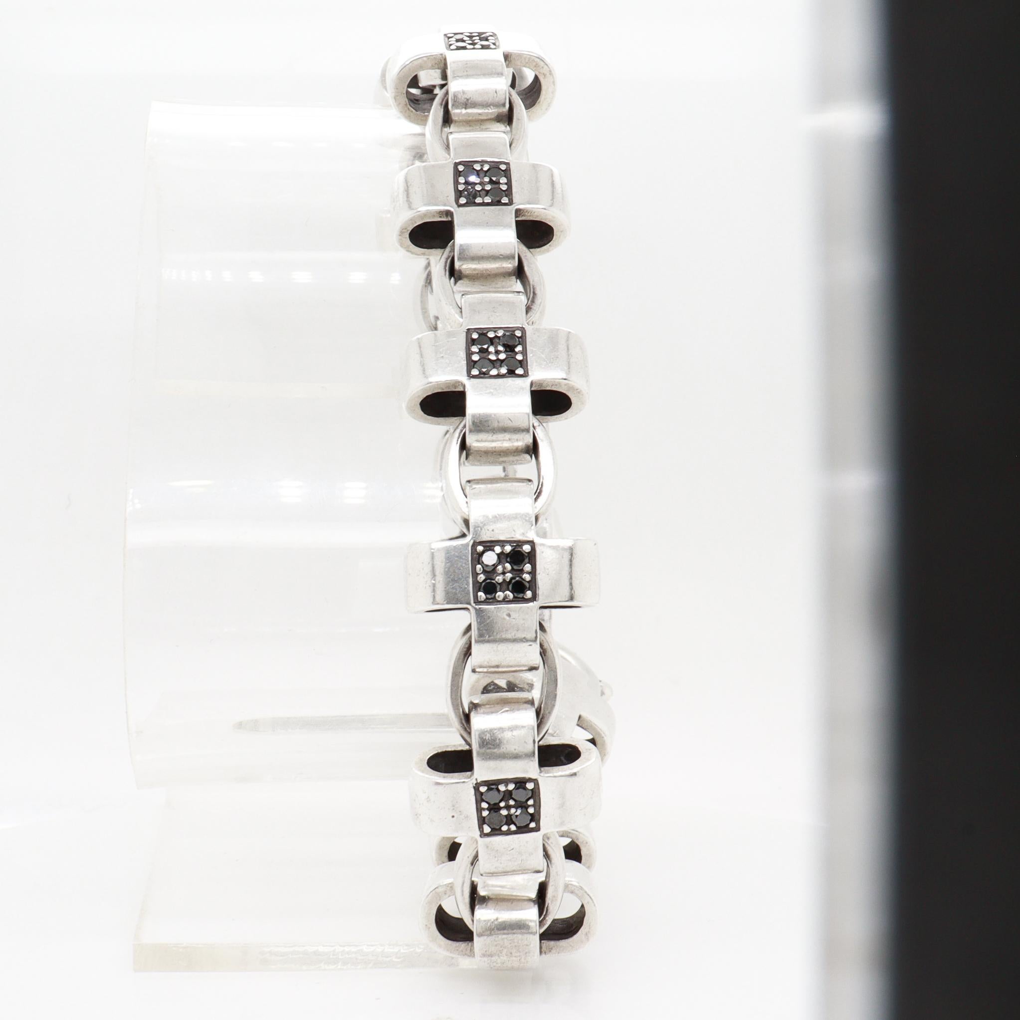 A Link en argent sterling et diamants noirs, en forme de X ou de croix David Heston en vente 2