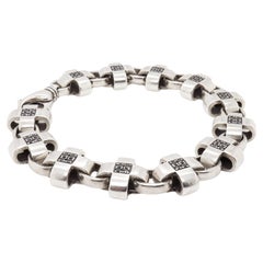 David Heston Sterling Silver & Black Diamond X or Cross Link Bracelet