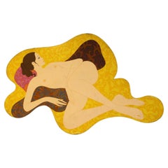 David Hickman Cutout No. 3 Female Nude Acrylic Painting on Board 1972 Signed