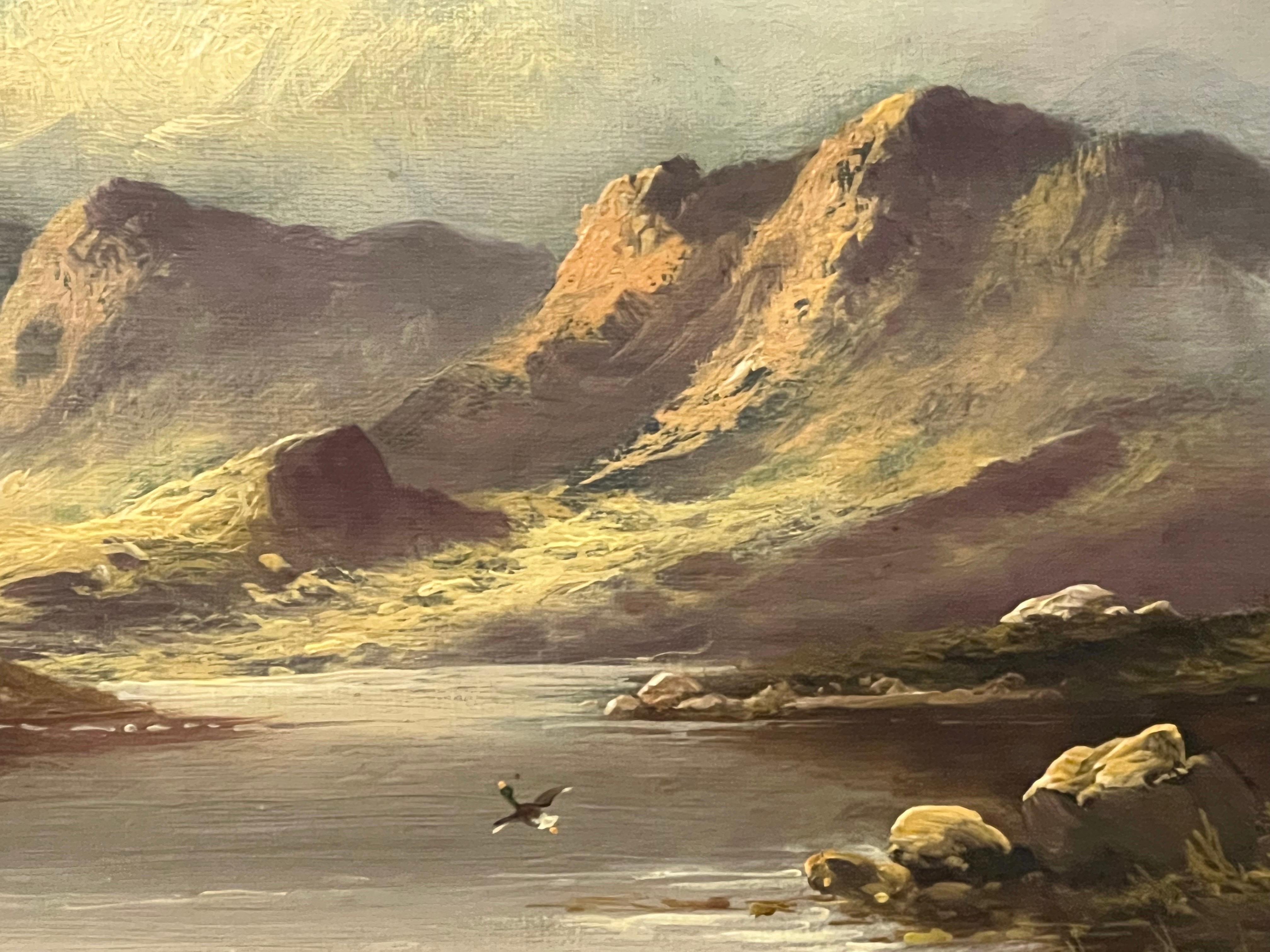 Mountain Lake Oil Painting by 19th Century British Artist Active Circa 1873–1902 For Sale 12