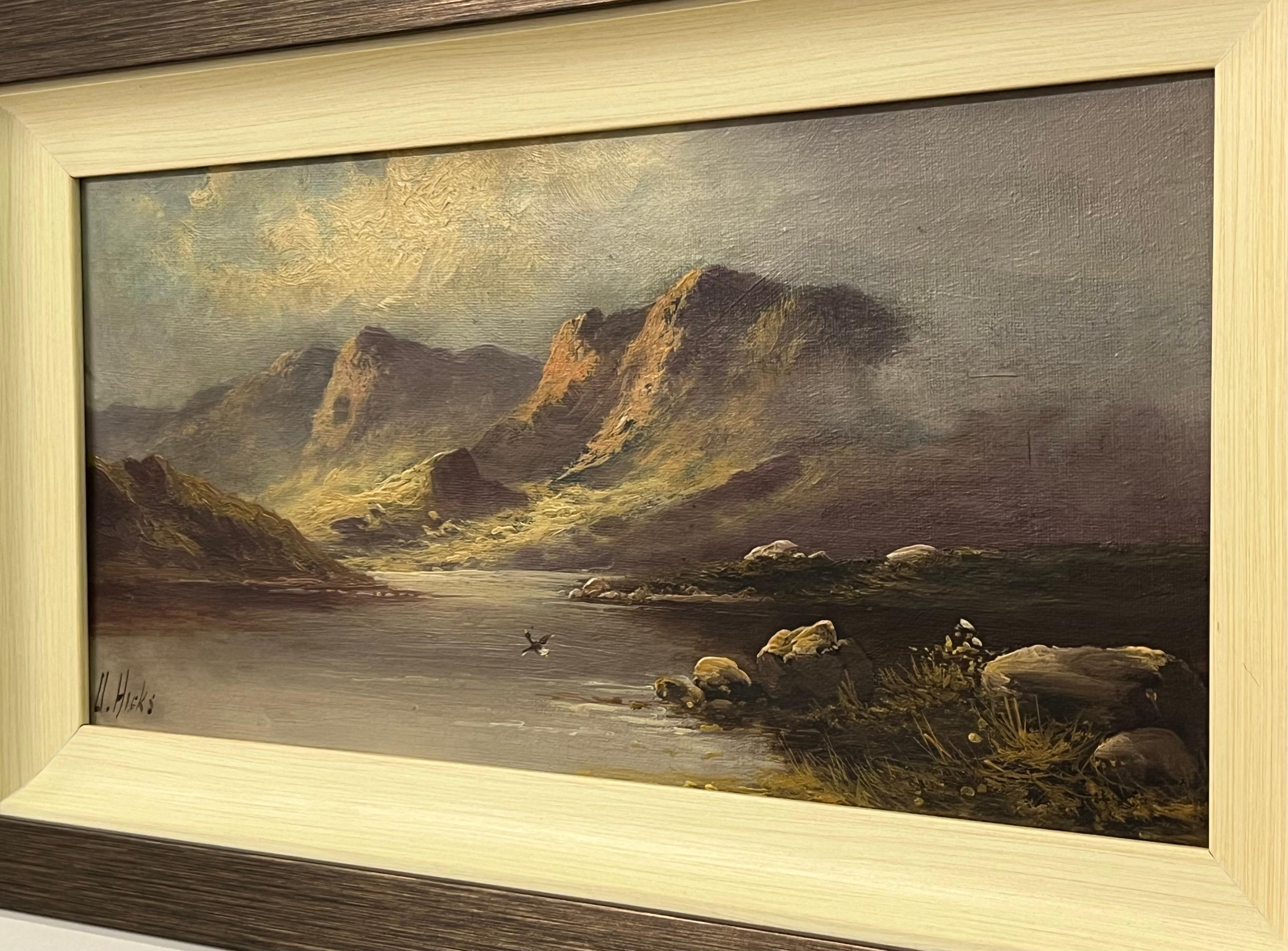 Mountain Lake Oil Painting by 19th Century British Artist Active Circa 1873–1902 For Sale 9