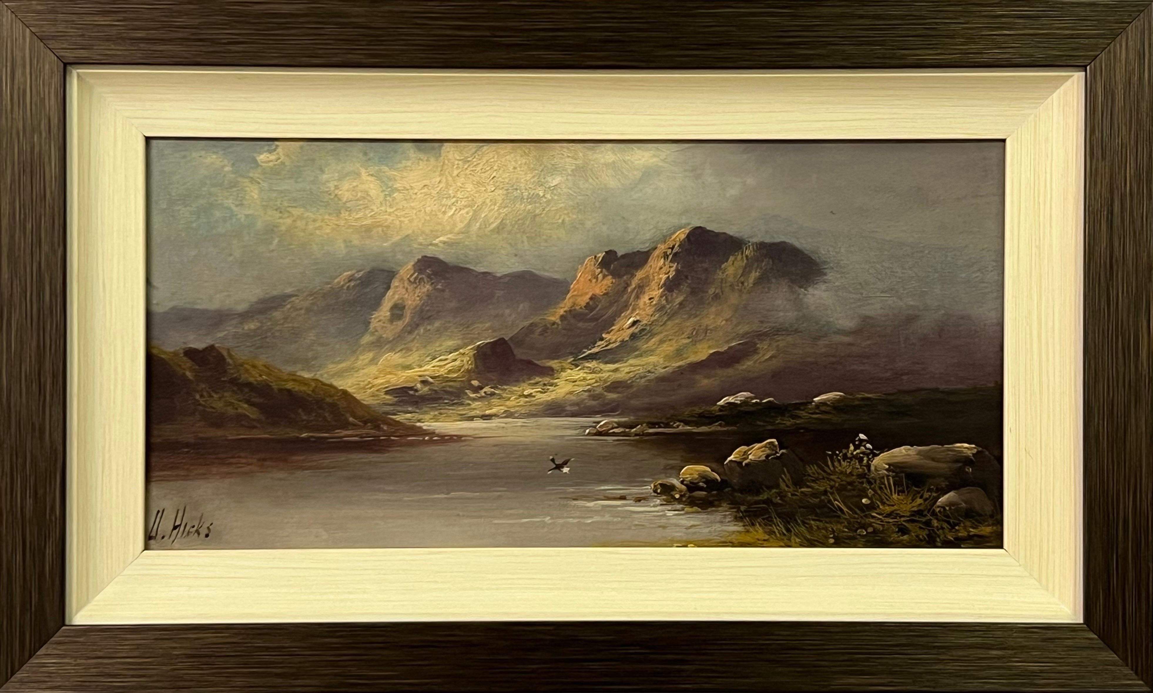 David Hicks Landscape Painting - Mountain Lake Oil Painting by 19th Century British Artist Active Circa 1873–1902