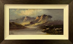 Antique Mountain Lake Oil Painting by 19th Century British Artist Active Circa 1873–1902