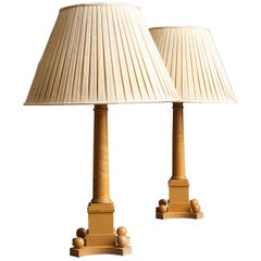 David Hicks Pair of Sycamore Table Lamps