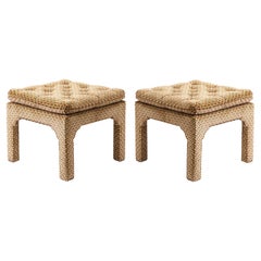 Vintage David Hicks Style Pair of Chic Upholstered Benches/Ottomans 1970s