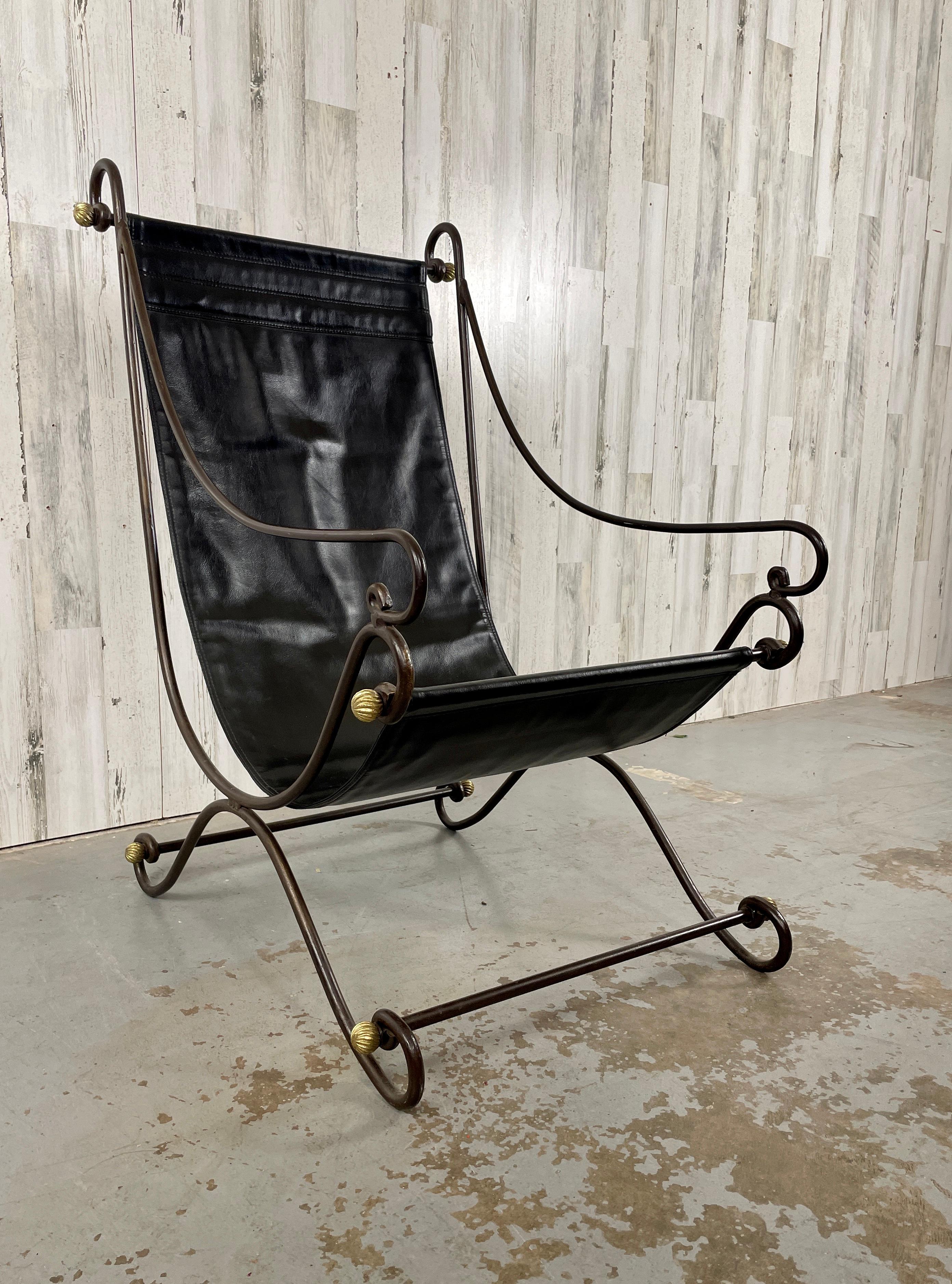 David Hicks Wrought Iron & Leather Sling Chair  For Sale 10