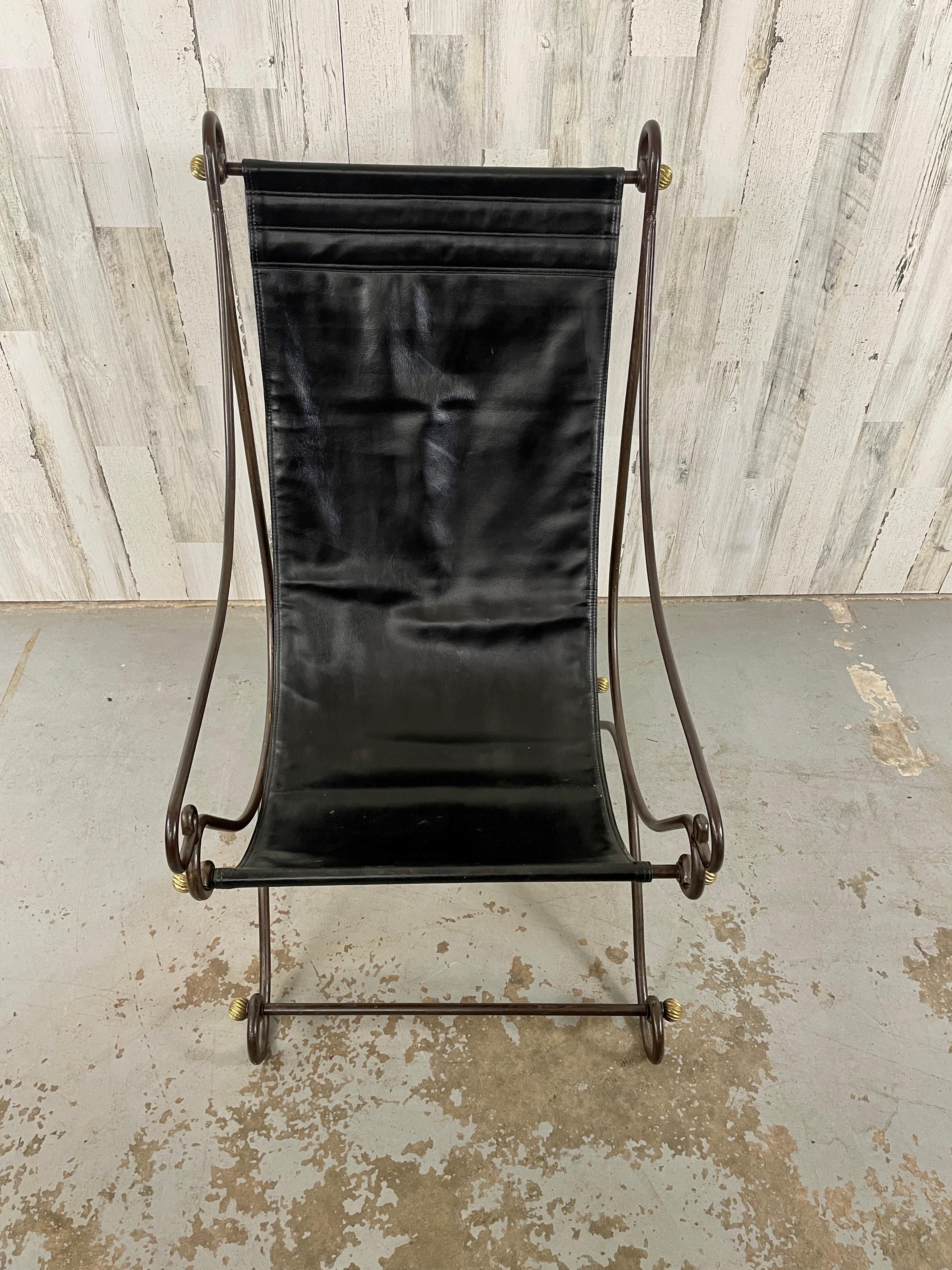 David Hicks Wrought Iron & Leather Sling Chair  For Sale 11