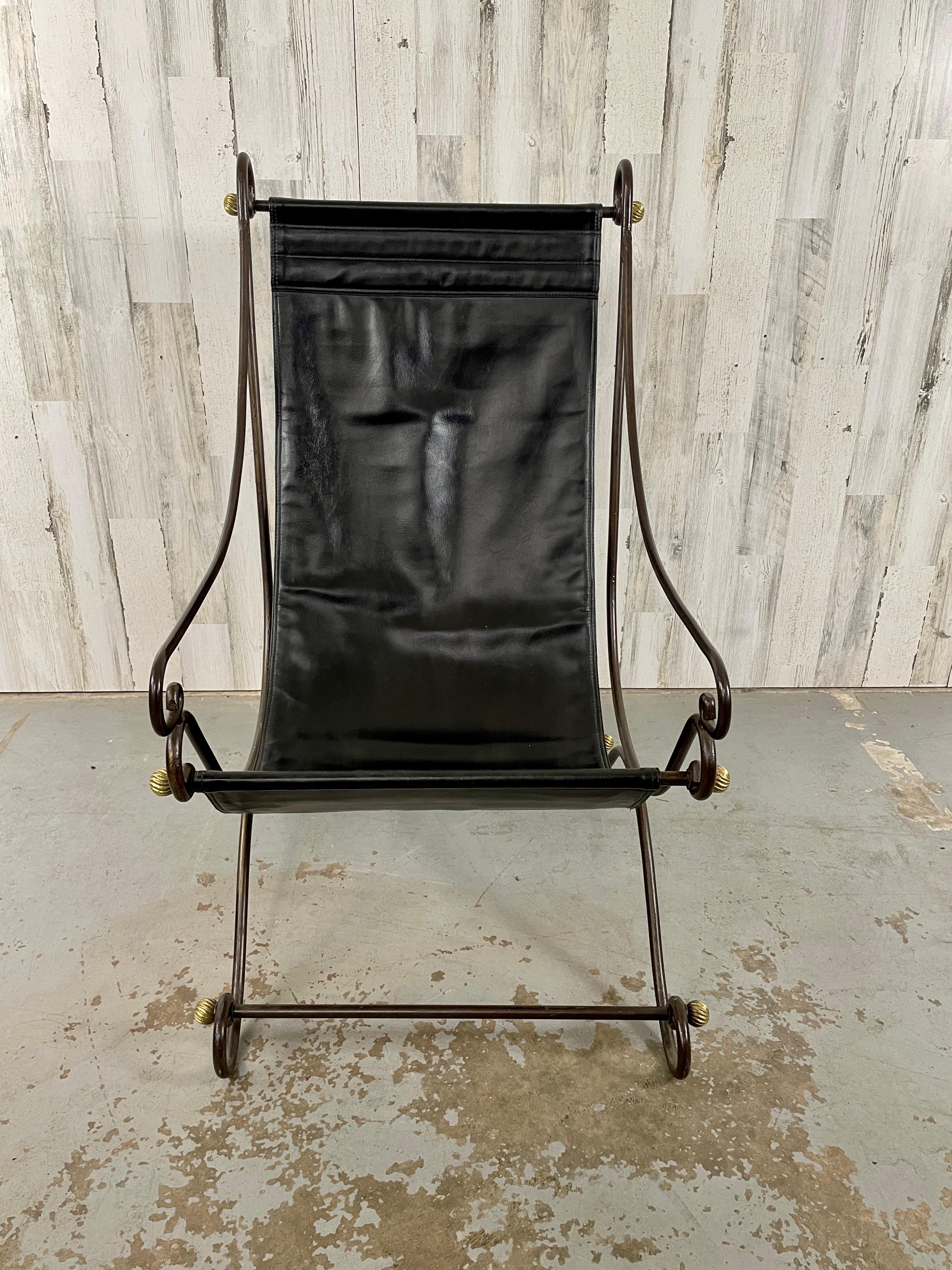 David Hicks Wrought Iron & Leather Sling Chair  For Sale 12
