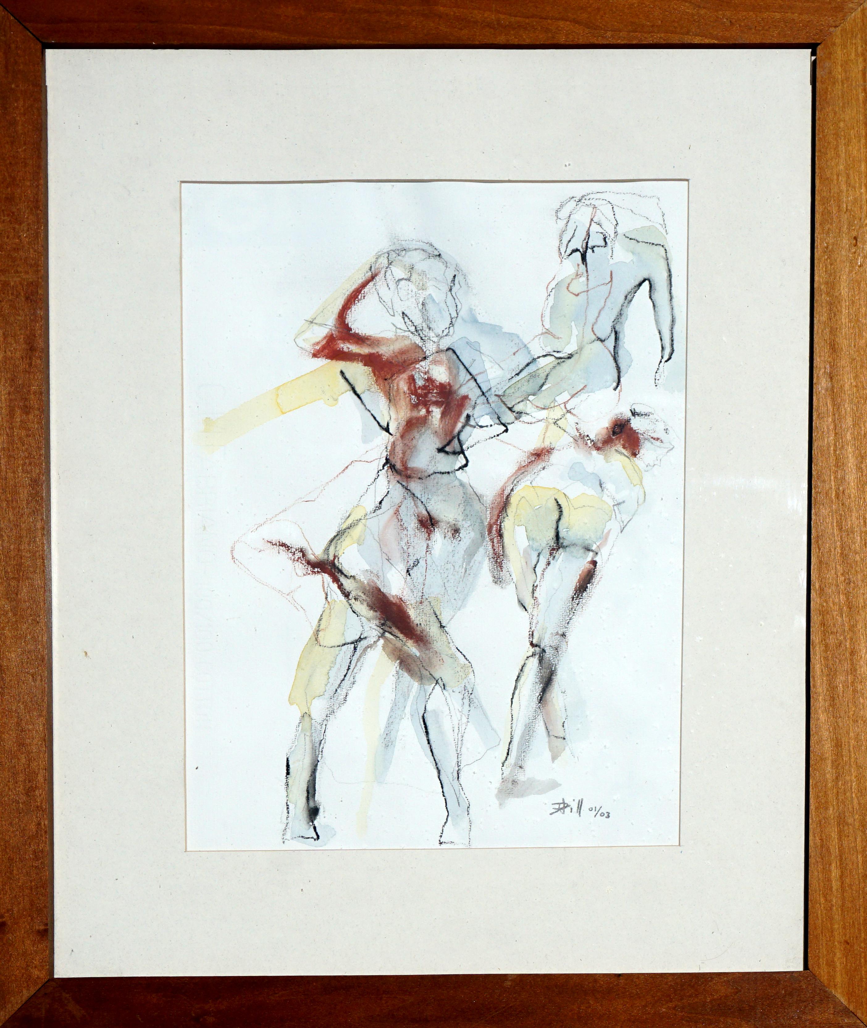 Pas de Duex  Ballet Dancers Modernist Study - Painting by David Hill