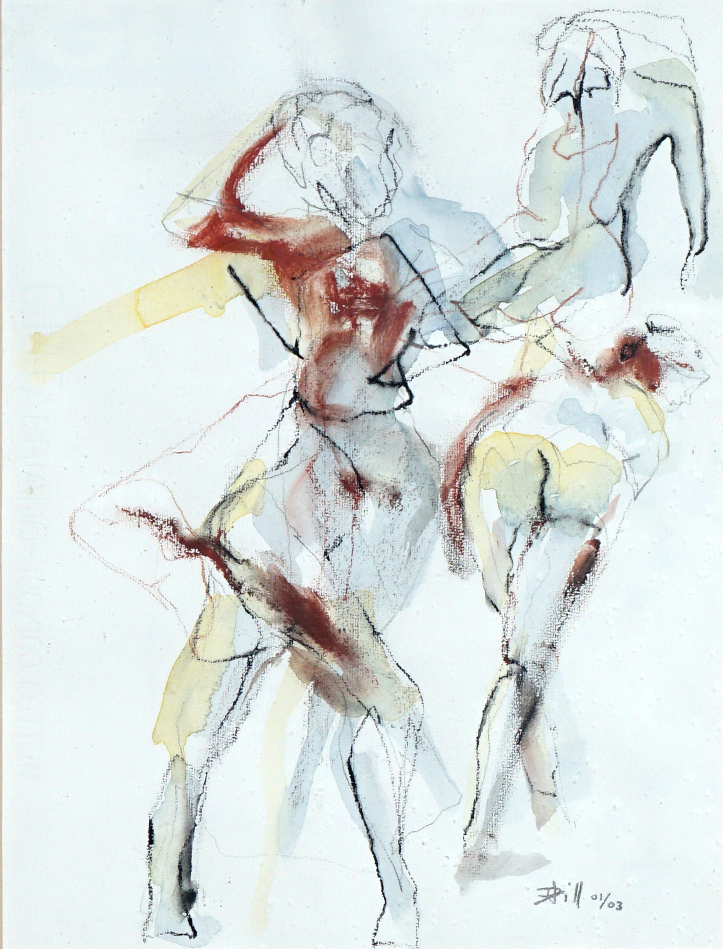 David Hill Figurative Painting - Pas de Duex  Ballet Dancers Modernist Study