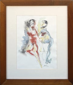 Due figure nude - Studio di figura astratta modernista in rosso e blu
