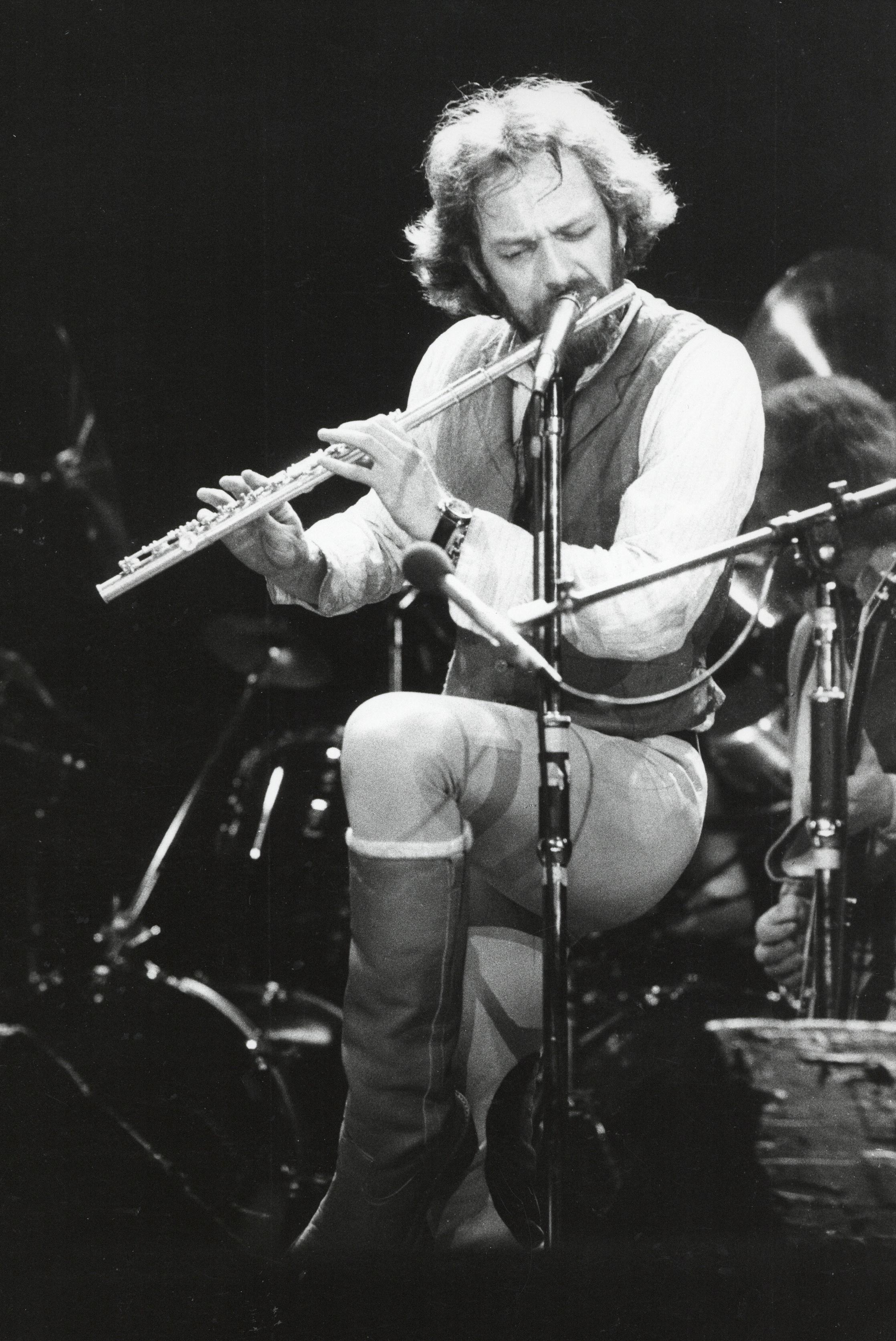 David Hill Black and White Photograph - Ian Anderson of Jethro Tull Playing Flute Vintage Original Photograph