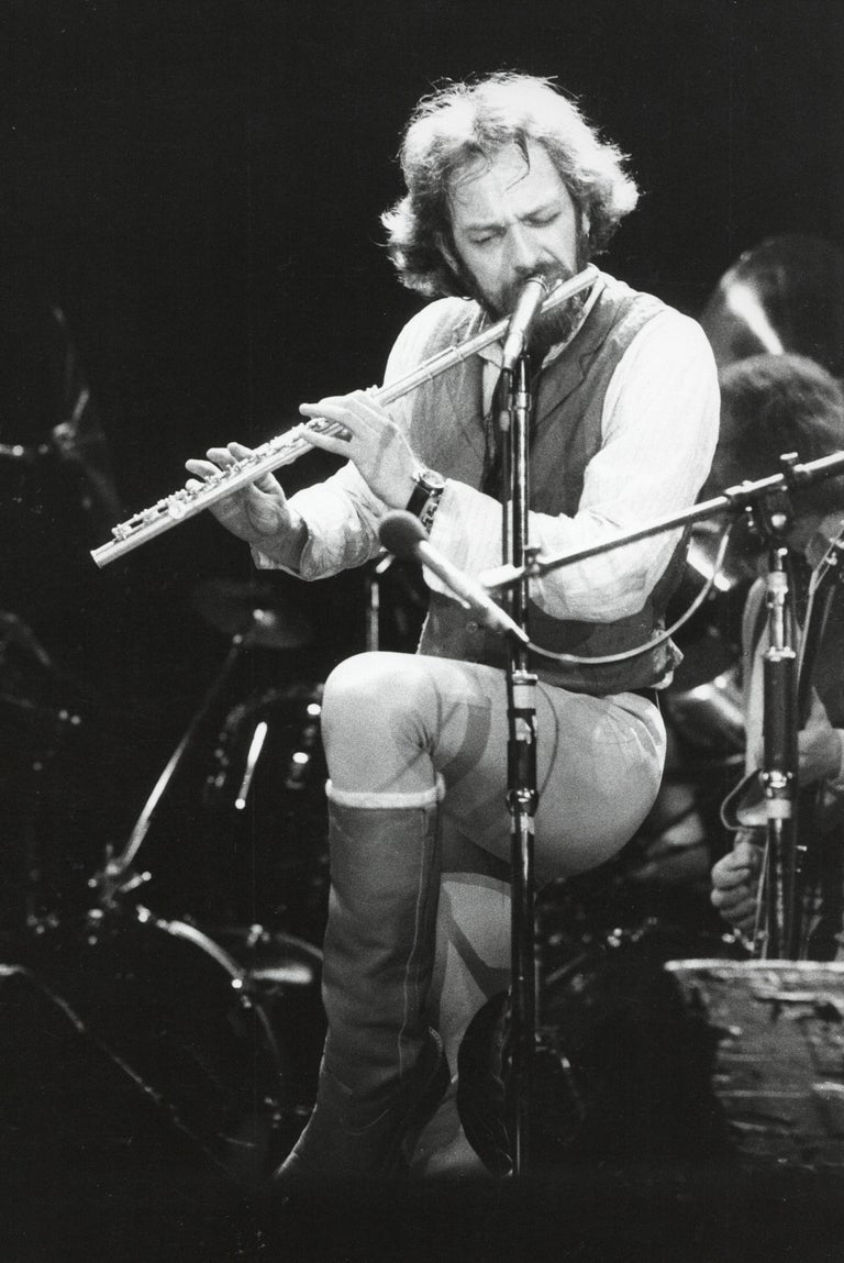 David Hill Ian Anderson of Jethro Tull Playing Flute Vintage Original Photograph For Sale at