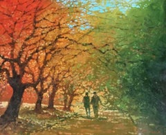 Golden Afternoon - Autumn Walks / Fall in Central Park: Oil Paint on Canvas