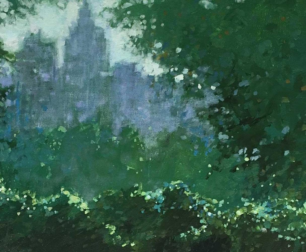 Primavera tardía, Central Park - Ciudad de Nueva York: Pintura al óleo sobre lienzo - Painting de David Hinchcliffe