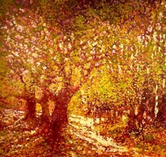 Un milione di foglie - pittura ad olio impressionismo contemporaneo Londra