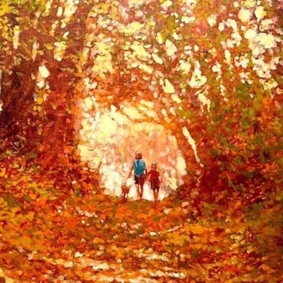 Un millón de hojas - pintura al óleo impresionismo contemporáneo Londres - Painting Contemporáneo de David Hinchliffe