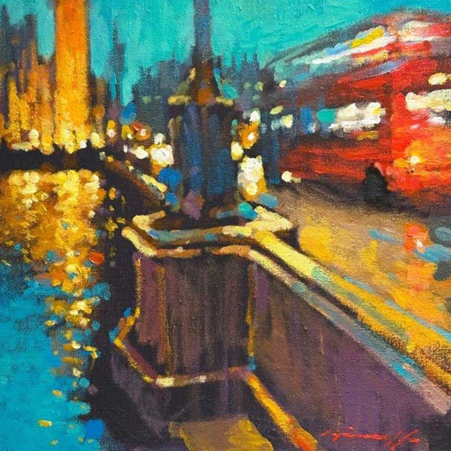 Ben - contemporary impressionism London oil painting - Painting by David Hinchliffe