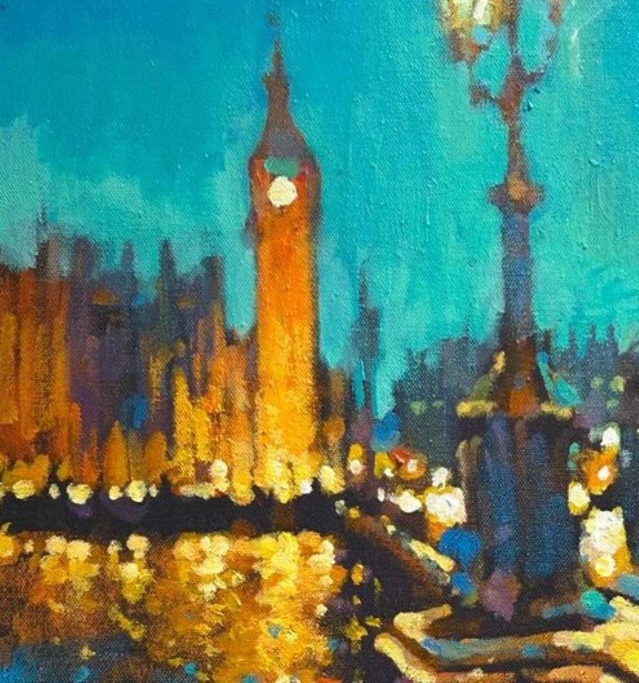Ben - contemporary impressionism London oil painting - Contemporary Painting by David Hinchliffe
