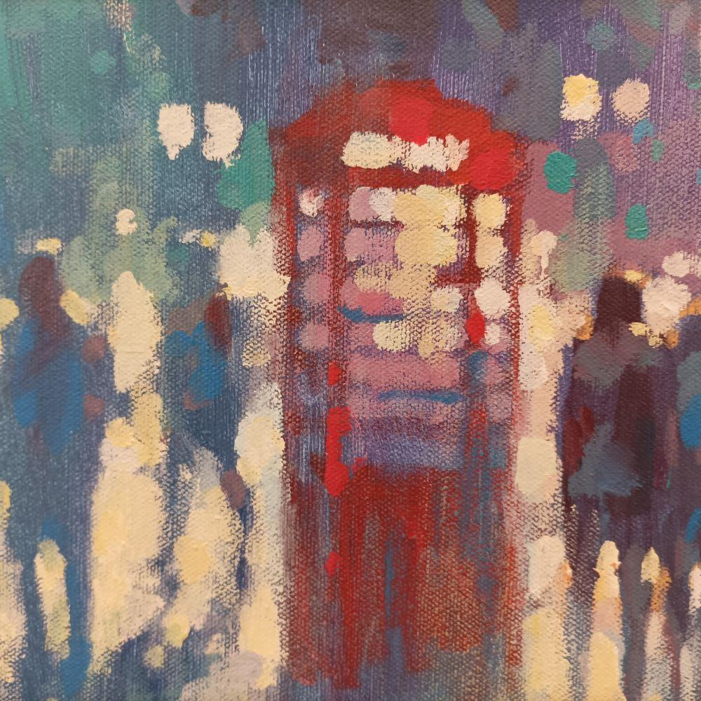 Viajando al atardecer - impresionismo contemporáneo pintura londinense - Painting Contemporáneo de David Hinchliffe