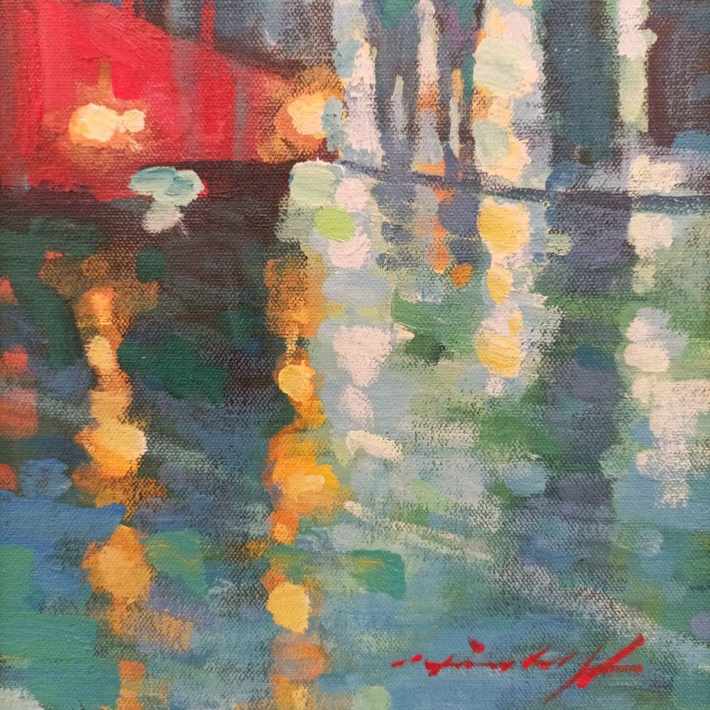 Early Morning in Trafalgar Square - peinture impressionniste contemporaine de Londres - Painting de David Hinchliffe