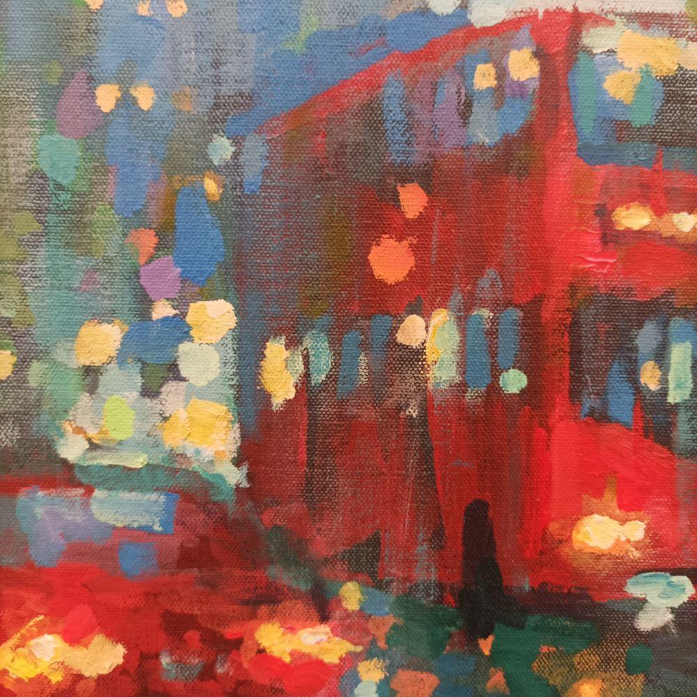 Early Morning in Trafalgar Square - peinture impressionniste contemporaine de Londres - Contemporain Painting par David Hinchliffe