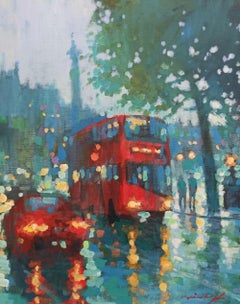 Early Morning in Trafalgar Square - contemporary impressionism London painting