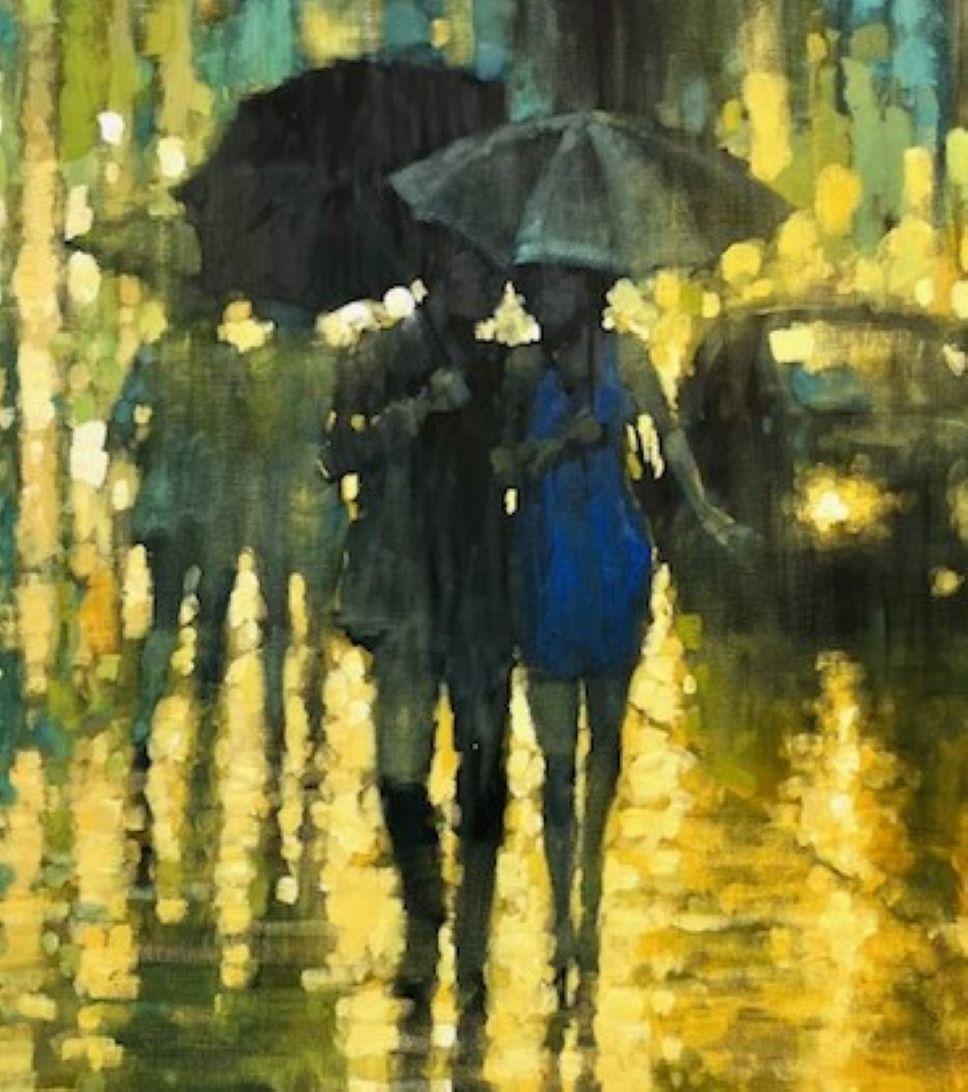 Nuit d'or - peinture impressionniste contemporaine Londres - Painting de David Hinchliffe