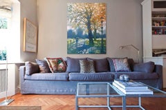 High Speed in Hyde Park - impressionist orange and green cityscape park oil