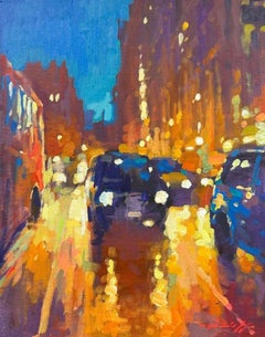 London Evening Traffic - contemporary impressionism London oil painting