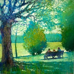 Looking over the Lake at Hampstead - contemporary impressionism London painting