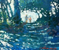 On the Trail in Hampstead Heath - contemporary impressionism London oil painting
